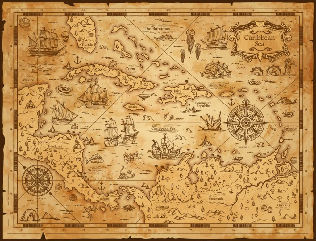 old map of caribbean sea