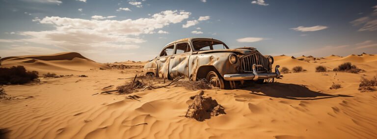 old wreck car in sahara