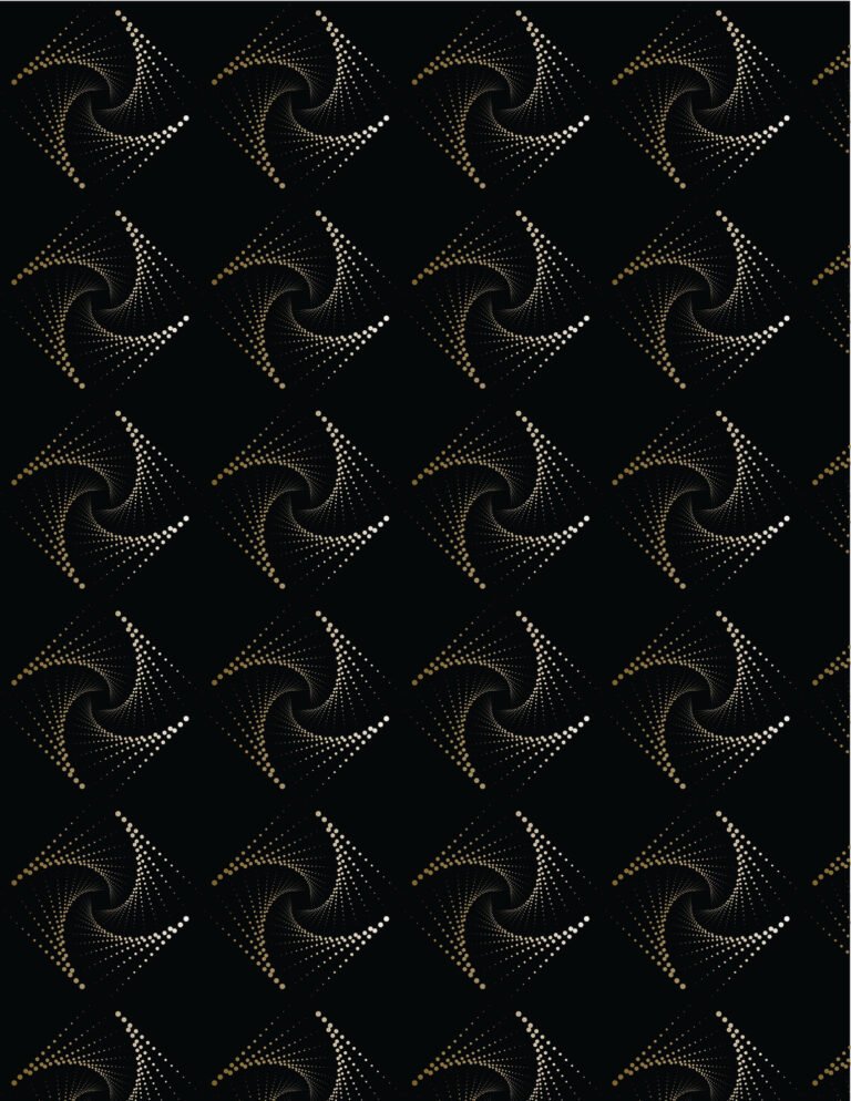 Black wallpaper design with a square pattern made of golden dots, creating a modern and elegant geometric look.